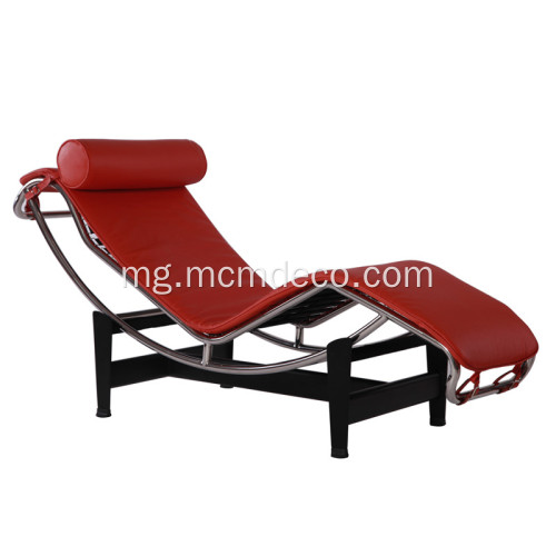 Le Corbusier LC4 Red Skin Chaise Lounge